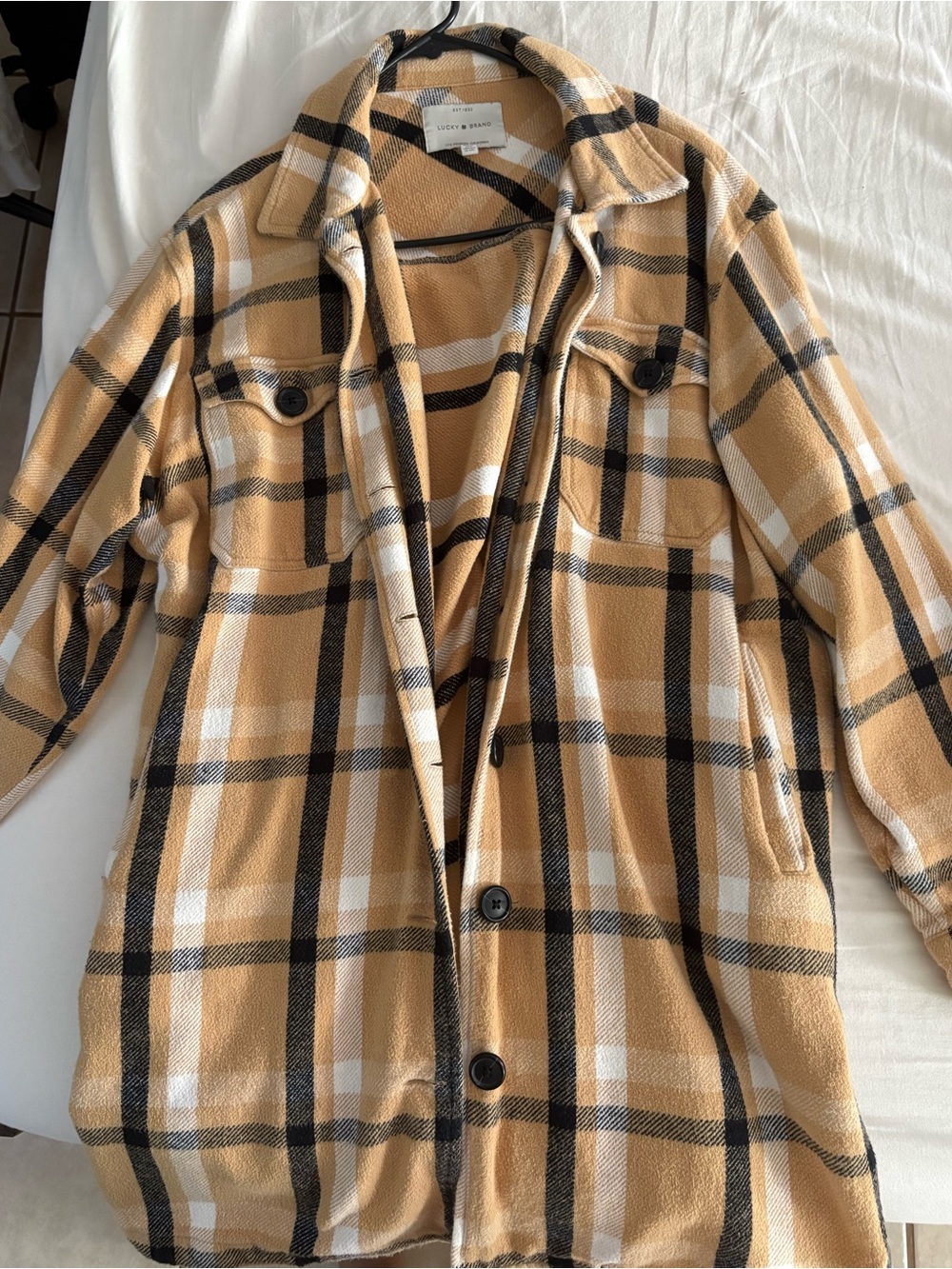Lucky Brand Mustard Plaid Trench Coat